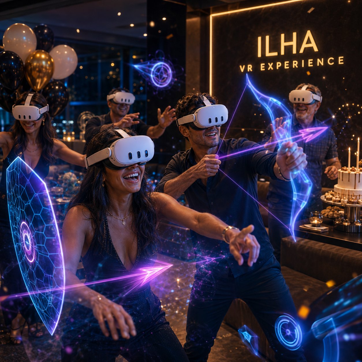 ILHA VR Experience — efeitos neon em ação